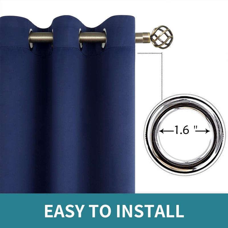 BGment Navy Blackout Curtains for Bedroom - Grommet Thermal Insulated Room Darkening Block Out Curtains for Living Room, Set of 2 Panels (52 x 63 Inch, Dark Blue) - Image 5